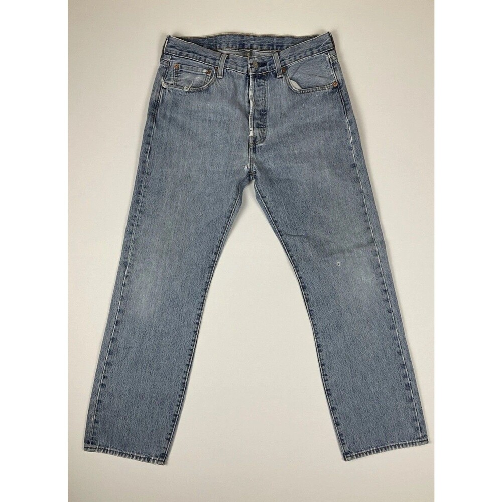 Levi's 501 Women's Blue Light Wash Denim Jeans Regular Fit Straight 32W 30L